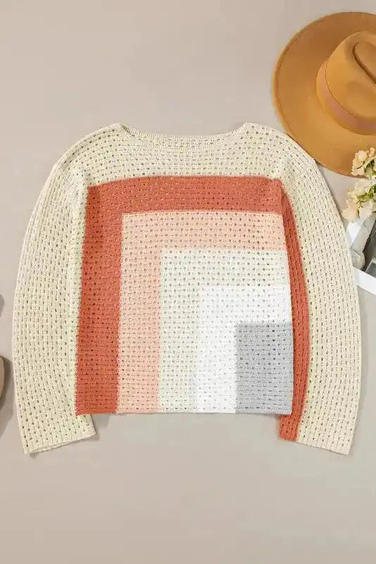 Apricot Pointelle Baggy Sweater