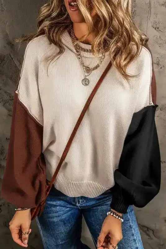 Colorblock Bishop Sleeve Sweater