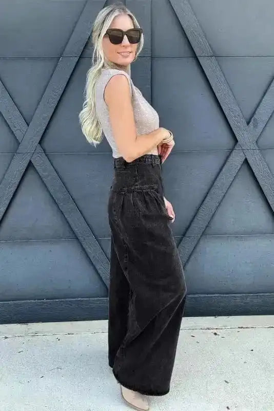 Slate Elegance Wide Leg Jeans-4