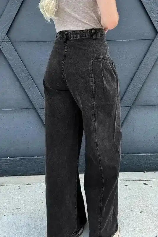 Slate Elegance Wide Leg Jeans-1