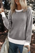 Chevron Crew Contrast Sweater