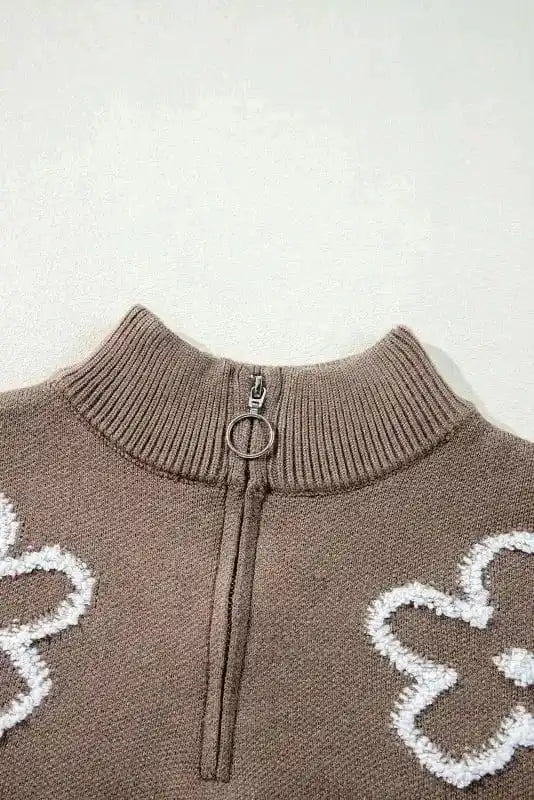 BlossomZip Parchment Floral Sweater