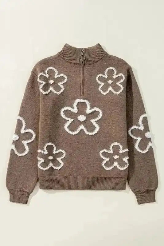 BlossomZip Parchment Floral Sweater