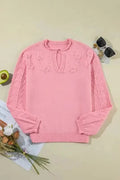 Blossom Weave Notched Sweater