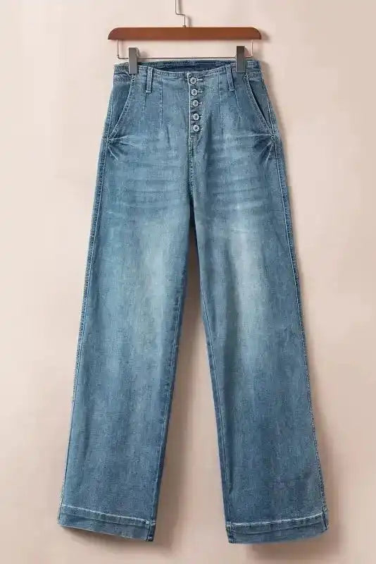 Loose Leg Straight Jeans - Dusk Blue Wash-4