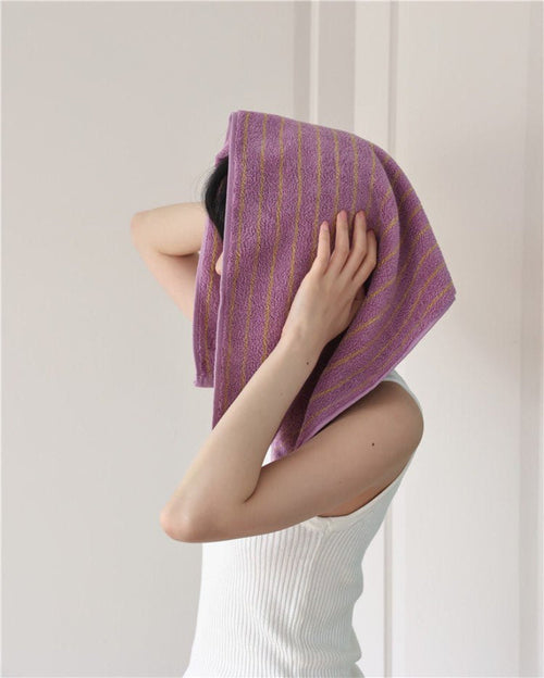 Ultra Soft Absorbent Retro Stripe Bath Towel - 100% Organic Cotton